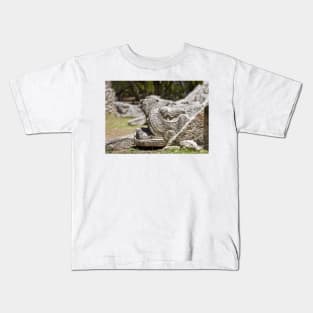 Feathered serpent head carving Kids T-Shirt